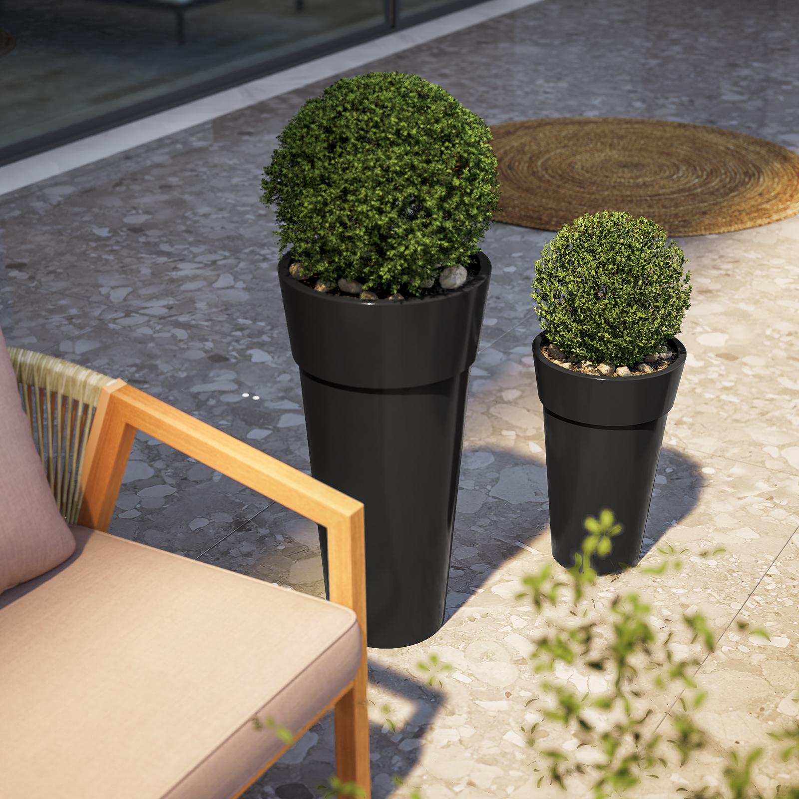 Vaso Tondo In Plastica Cilindro Basic Colorato Per Giardino Piante E Fiori 15 Cm Antracite 88037082