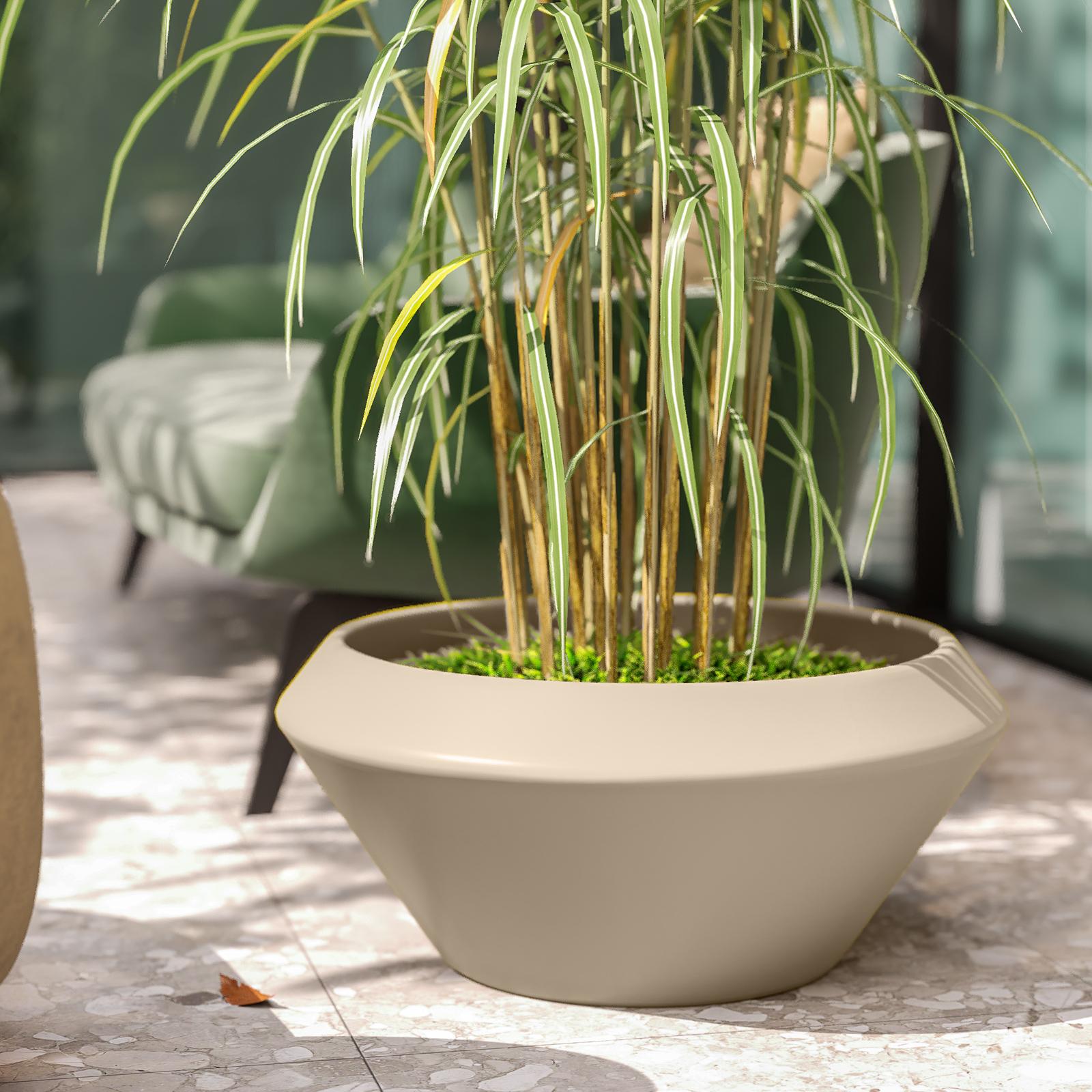 Geli Cylindro Vaso Termico Per Fiori Rotondo In Plastica PP - Colori Terracotta, Antracite, Grigio Talpa