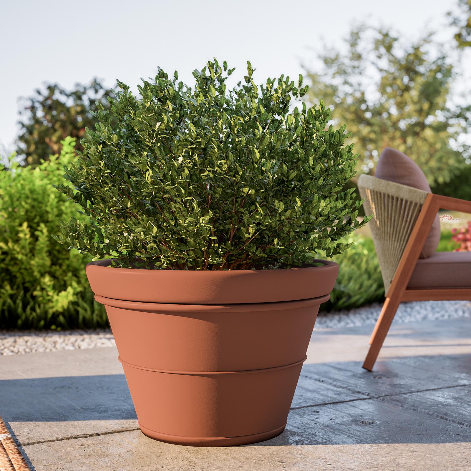 Vaso in plastica rotondo da giardino diametro 60 cm avana