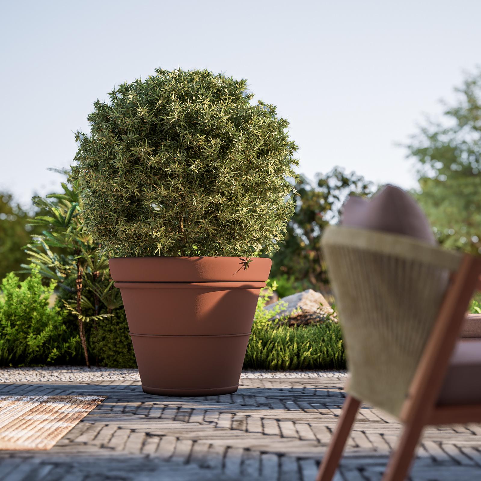 Generico Vaso Rotondo Per Piante 40 Cm + Sottovaso 33 Cm | Plastica Color Terracotta | Con Fori Di Drenaggio | Per Esterno, Giardino E Balcone - 2