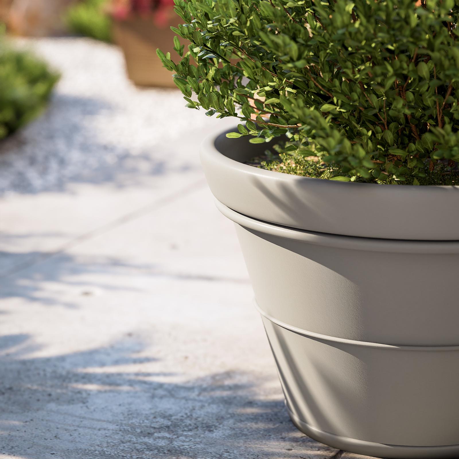 Vaso Per Fiori In Plastica Rotondo Sandy – Colore Grigio, 26,2 X 26,2 X 22,2 Cm – Design Moderno E Leggero Per Piante
