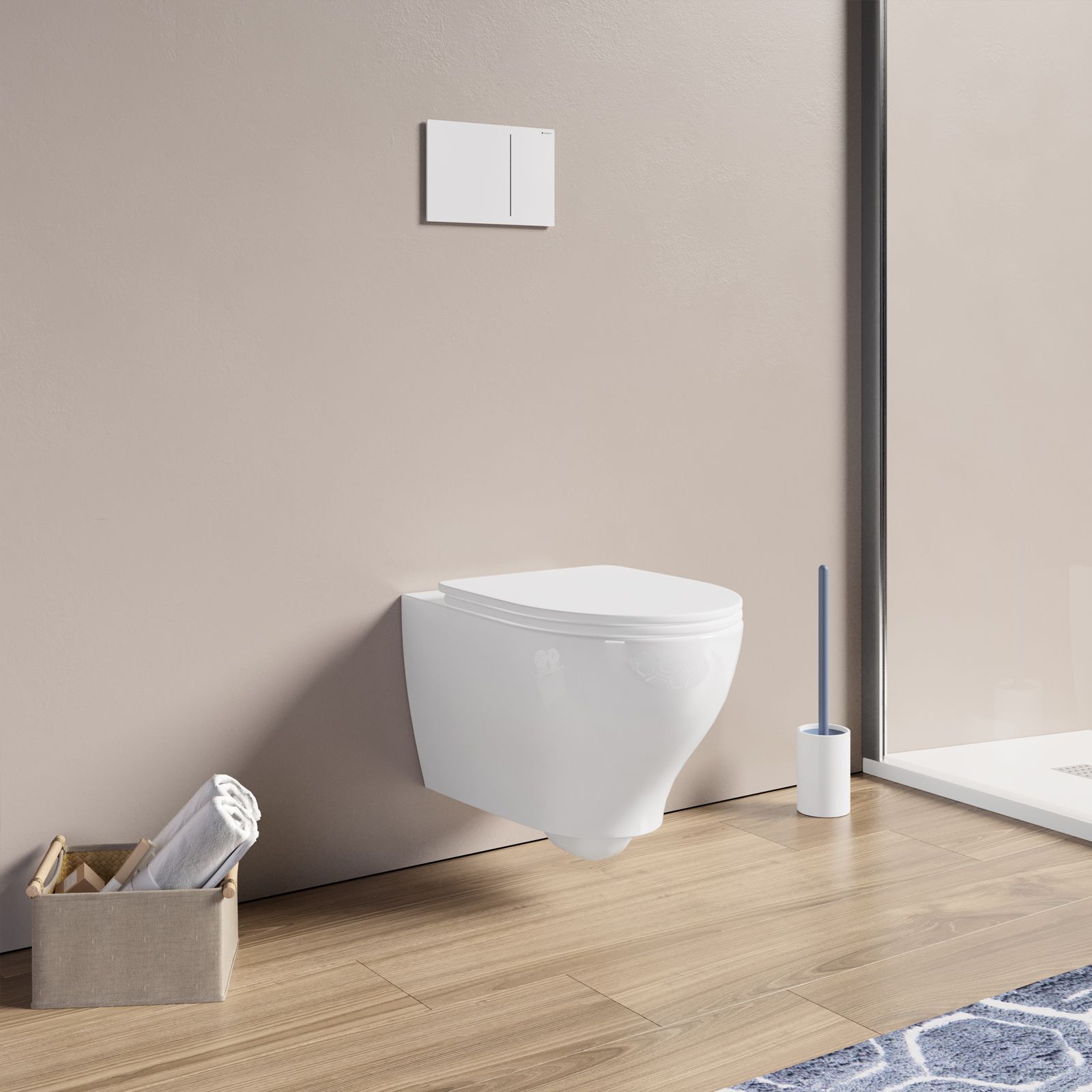 Vaso sospeso wc in ceramica completi di sedile copriwc avvolgente