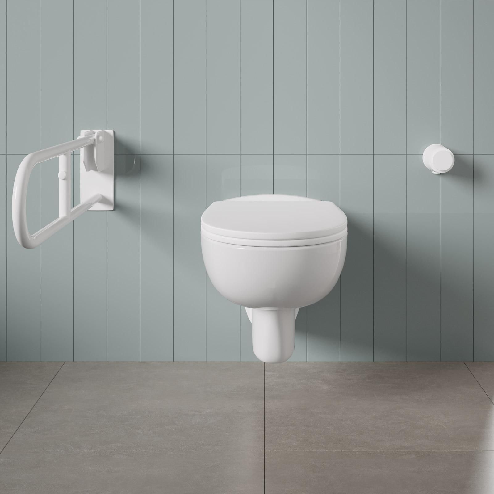 Vaso sospeso bagno accessibile in ceramica bianco copriwc softclose - Fiares