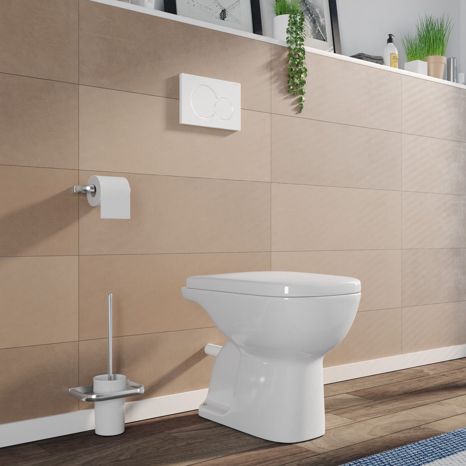 Vaso WC Bagno in Ceramica con Pratico Scarico Dietro vari colori colore :  BIANCO