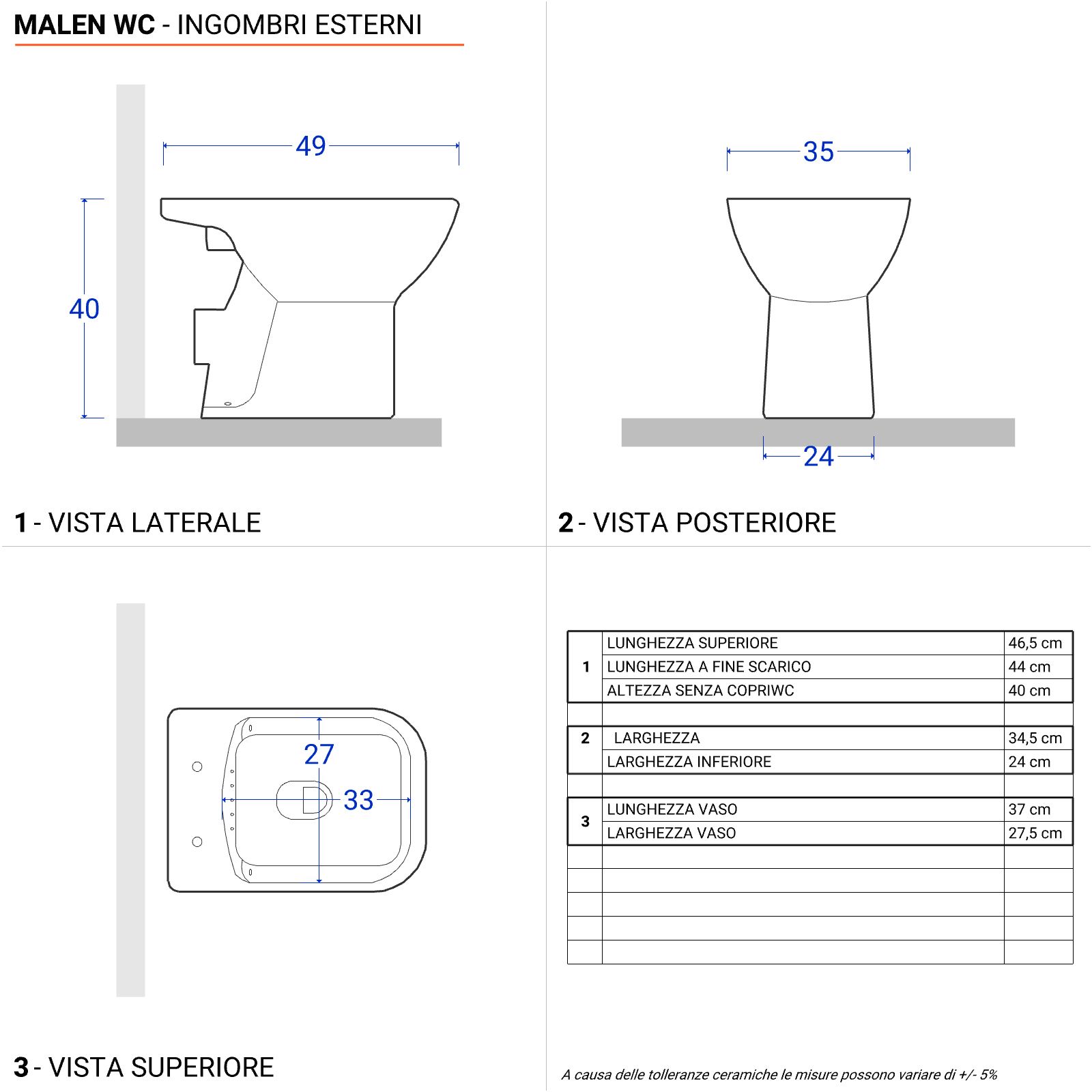 Vaso con scarico verticale da 36,5 cm in porcellana bianca Dama Roca -  Habitium®