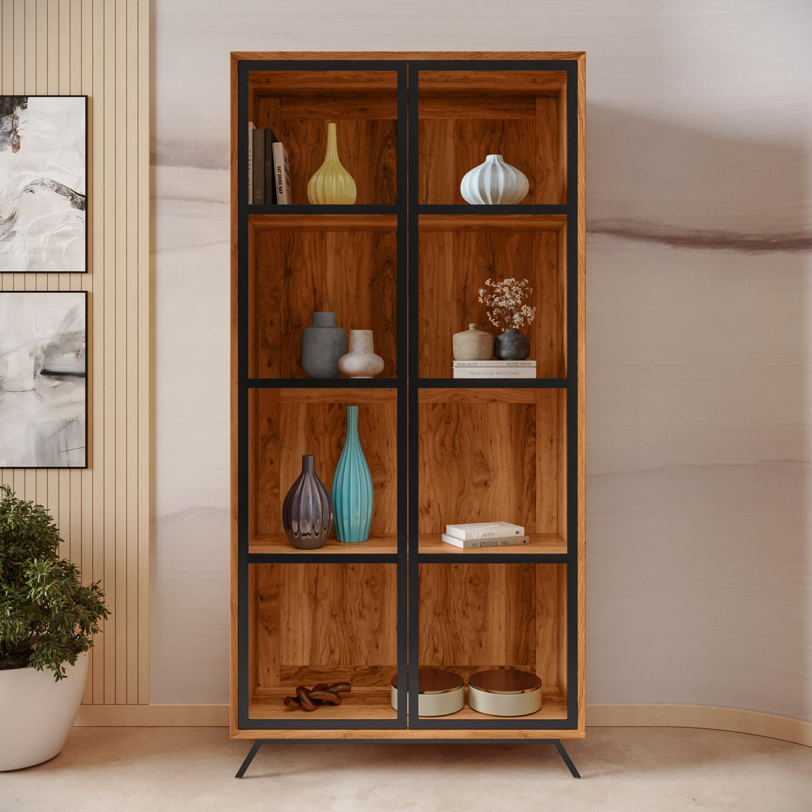 Angoliera- Vetrina ad angolo in legno massello ART ANG 02 - Livio