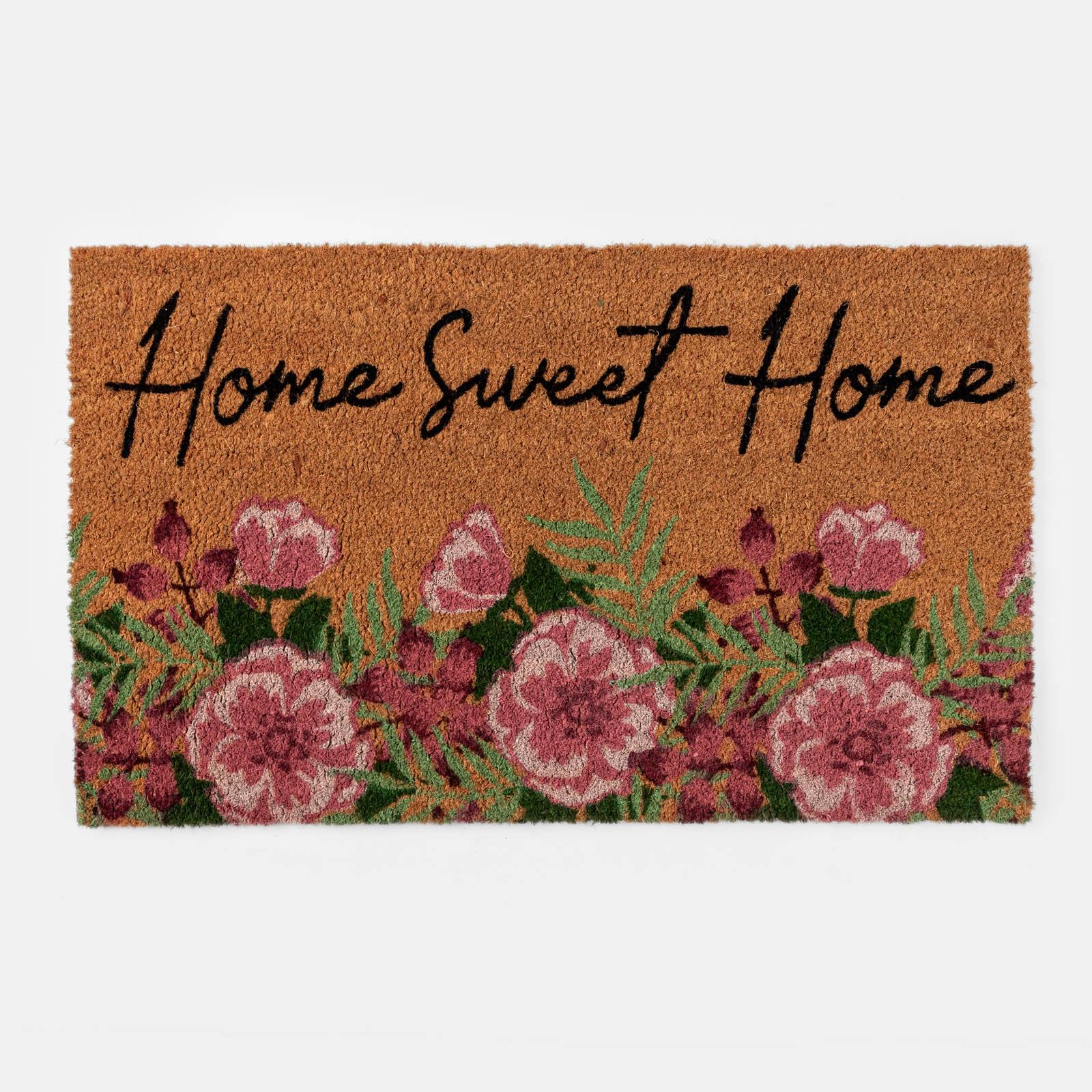 Yvanmoinscher Zerbino In Cocco Home Sweet Home - 45x75 Cm, Fibra Naturale Con Fondo In Gomma, Assorbente E Resistente