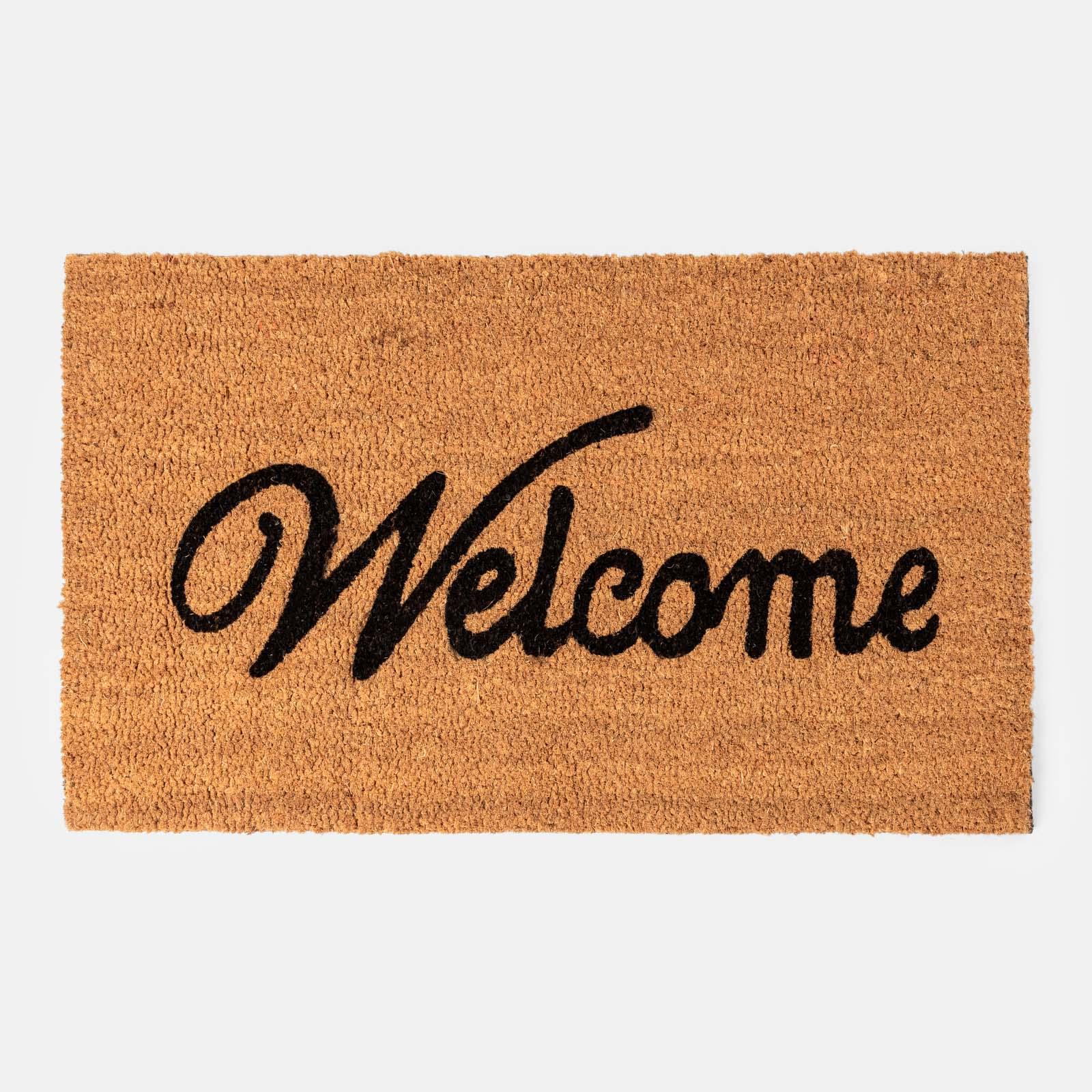 JVL Zerbino Welcome Metallizzato, Motivo Floreale, In PVC E Polipropilene, Resistente, Colore Nero/oro, Dimensioni 45x75 Cm